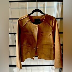 Ivanka Trump Womens Tan Faux Suede Long Sleeve Full Zip Jacket Size M